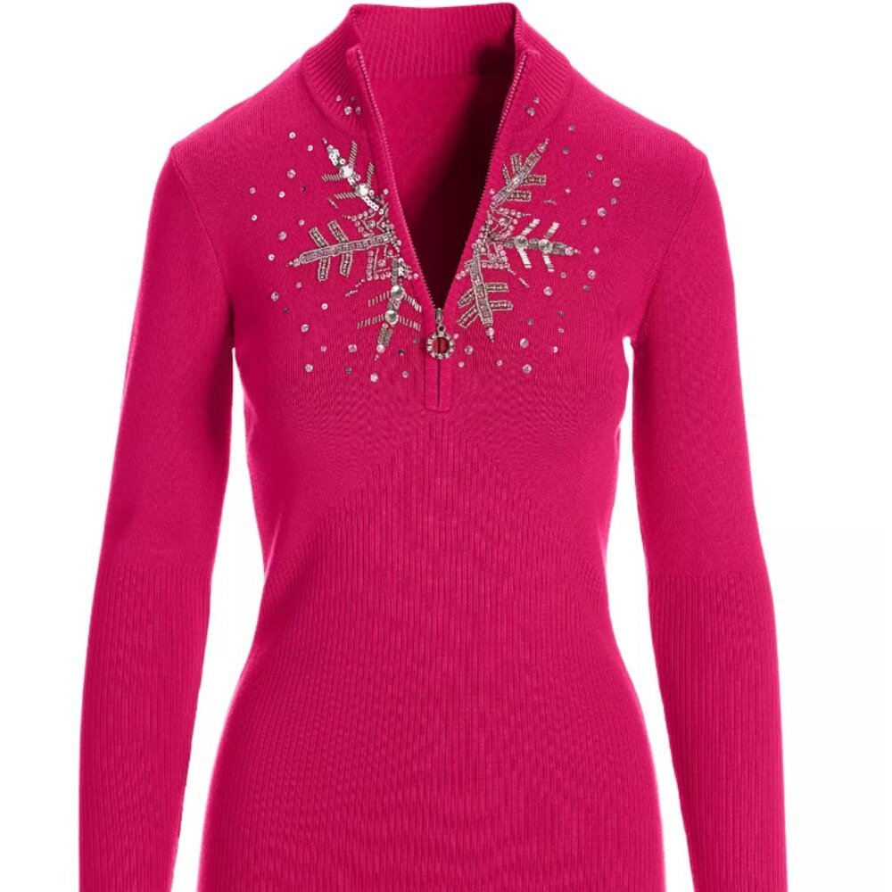 Boston Proper Snowflake Zip Sweater